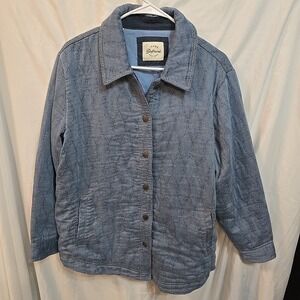 Jachs Girlfriend Ladies Quilted Shirt Jacket Shacket Women Size L  Blue Buttonup
